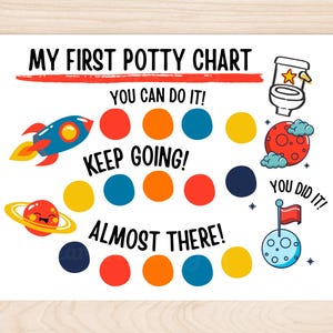 Space Potty Training Reward Chart for Toddler Boy, Kids Rocketship Potty Rewards Sticker Chart, Printable Toddler Toilet Training Chart