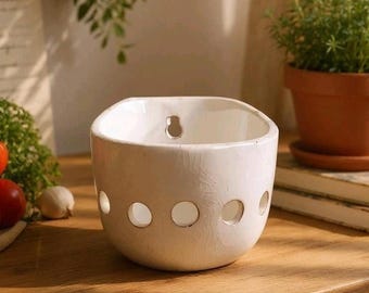 Studio Art Pottery White Wall Pocket of Candle Blaker CreativeCo