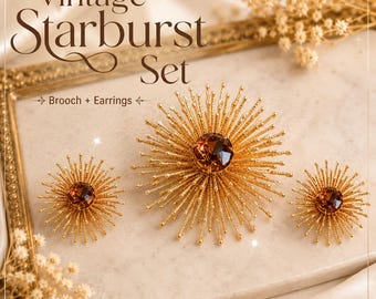 Zestaw broszki i kolczyków (klips) Vintage Starburst Sarah Coventry