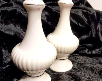 Vintage Lenox Essex Collection Salt Pepper Set Platinum Trim 5.5"