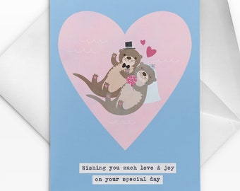 Funny Otter Wedding Card, Cute Wedding Congratulations Card, Otter Card, Wedding Card