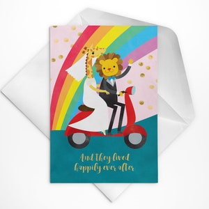 Wedding Card, Just Married Card, Card for Wedding, Newlywed Gift, Wedding Card, Happily Ever After Card, Vespa Scooter, Funny Wedding Card image 1
