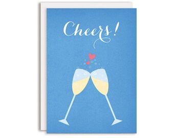 Champagne Toast Wedding Card, Cheers Wedding Congratulations Card, Boozy Wedding Card