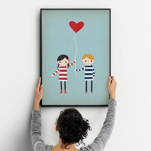 Kids Room Art, Love is in the Air, Love Print, Custom Art Print, Nursery Prints, Custom Portrait, Personalized Gift, Nursery Decor image 2