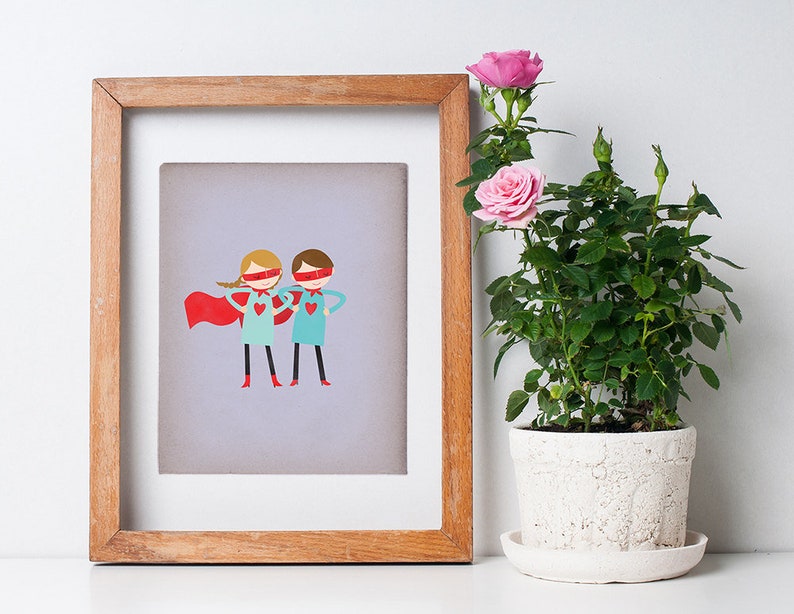 Custom Art Print Super Couple Art Print Wall Art Entryway Etsy