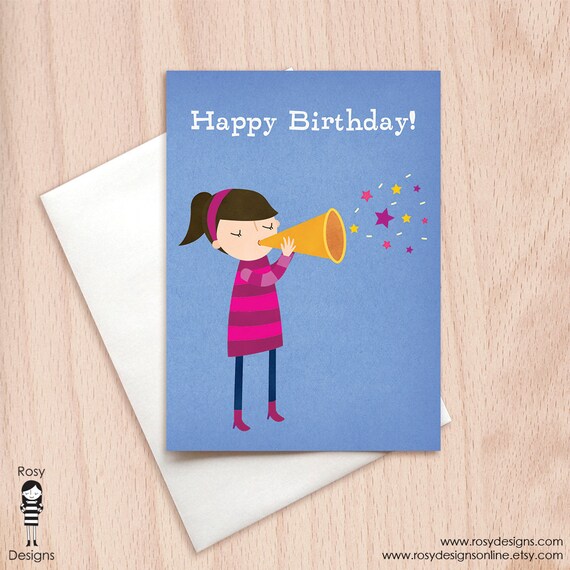 Happy Birthday Musical Girl Happy Birthday Greeting Card Etsy Happy Birthday Musical Girl Happy Birthday Greeting Card Etsy