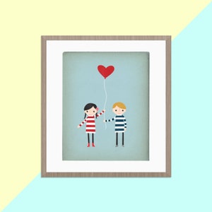 Kids Room Art, Love is in the Air, Love Print, Custom Art Print, Nursery Prints, Custom Portrait, Personalized Gift, Nursery Decor image 4