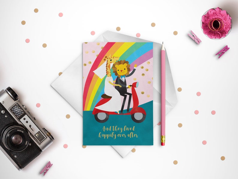 Wedding Card, Just Married Card, Card for Wedding, Newlywed Gift, Wedding Card, Happily Ever After Card, Vespa Scooter, Funny Wedding Card image 2