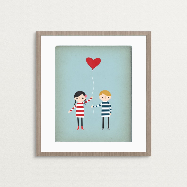 Kids Room Art, Love is in the Air, Love Print, Custom Art Print, Nursery Prints, Custom Portrait, Personalized Gift, Nursery Decor Keep as is