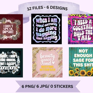 Naughty Sayings Digital File Collection JPG Sublimation Sticker