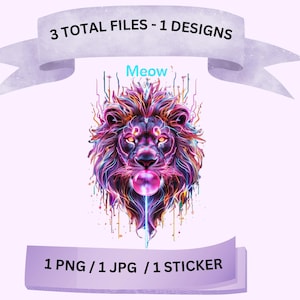 Neon Lion  Digital File Collection PNG Sublimation