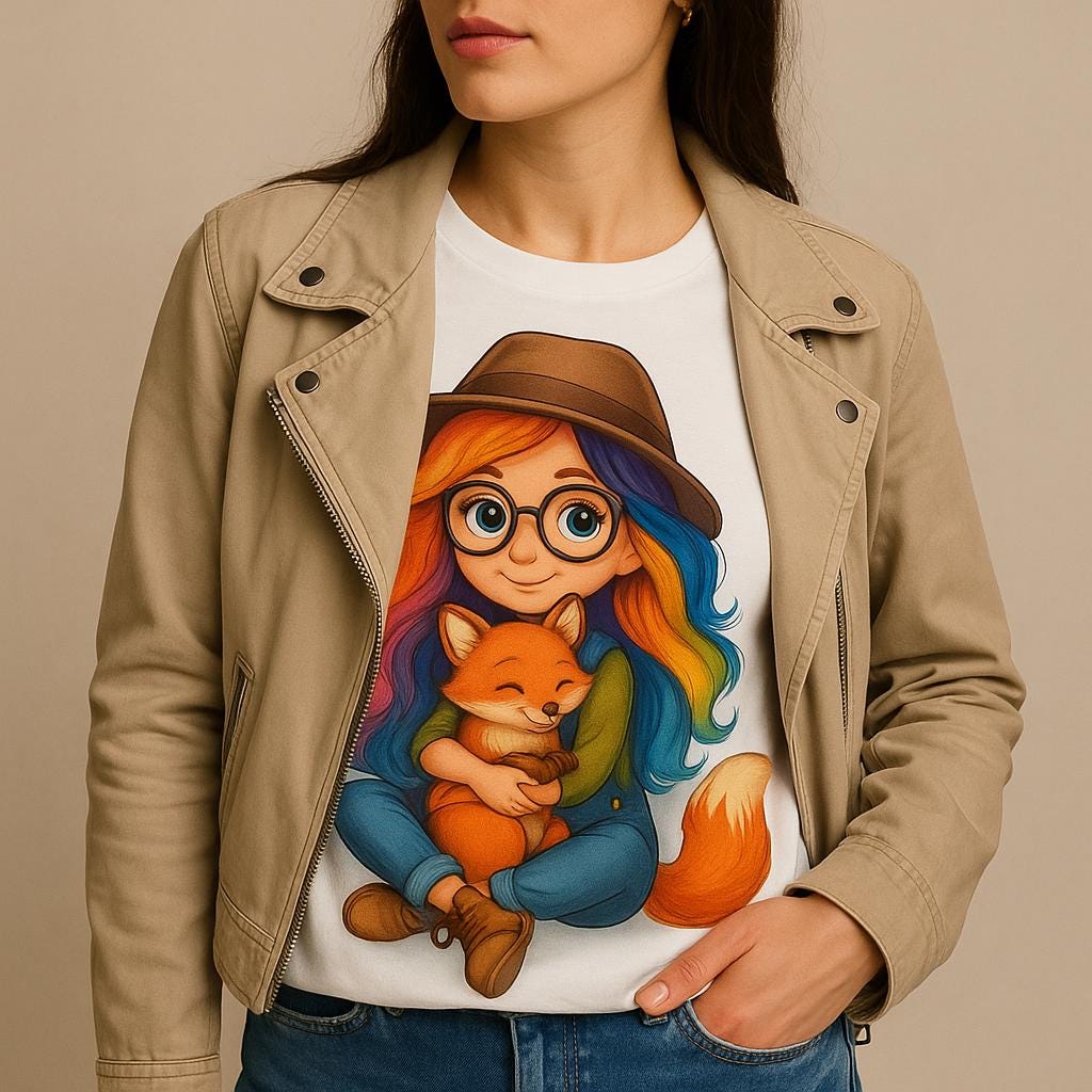 🌈 Rainbow Girl Printable PNG — High-Resolution Cartoon Design for Subl...