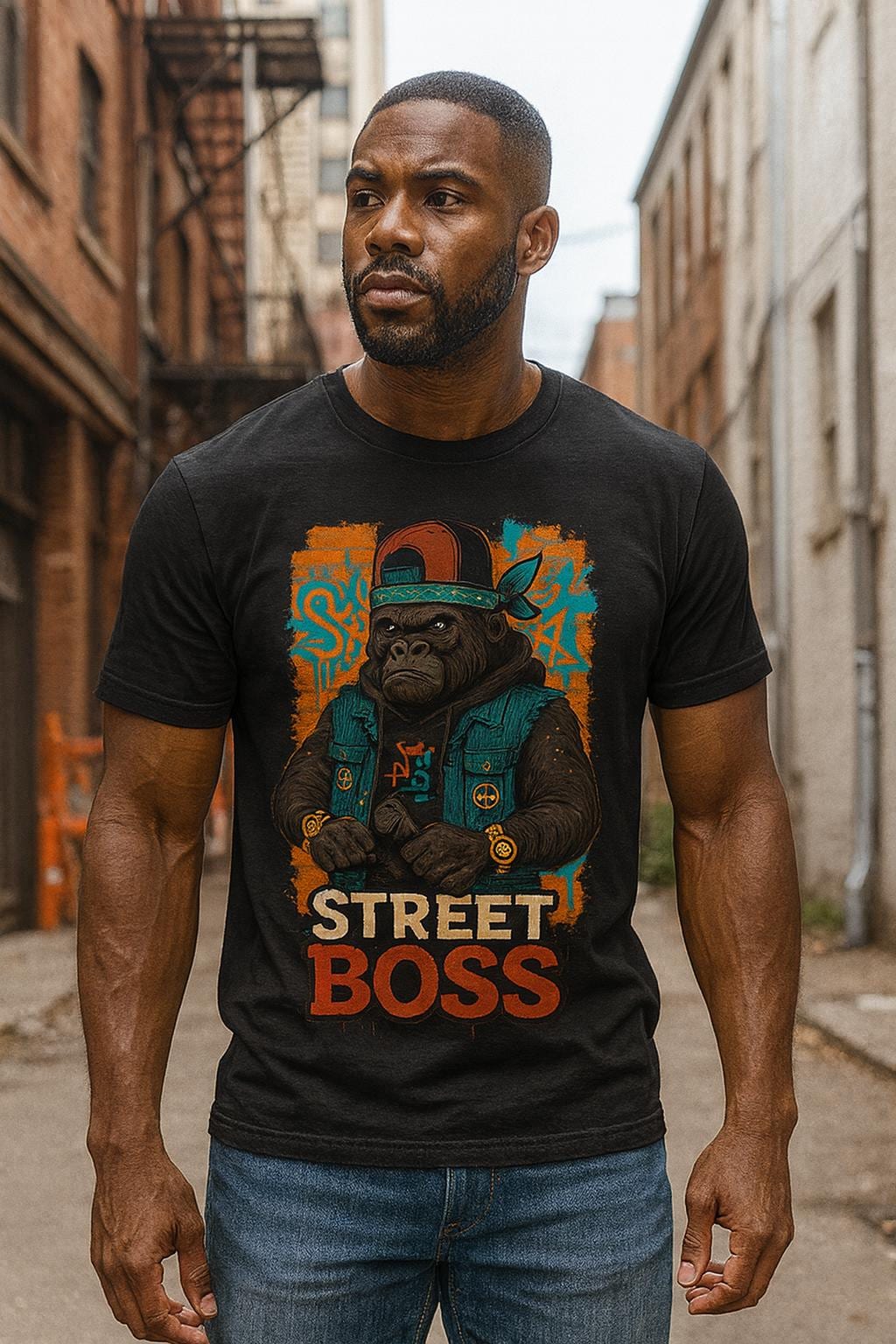 Rule the streets with the Street Boss Gorilla Print 🦍🔥 – a bold urban...