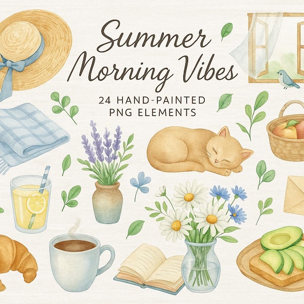 Cozy Breakfast, Flowers, Coffee PNG Set