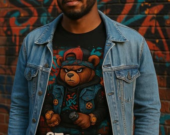 Urban Graffiti Bear PNG: Hip-Hop Streetwear Clipart (Digital Download, PDF-PNG Format 4500x5400px )