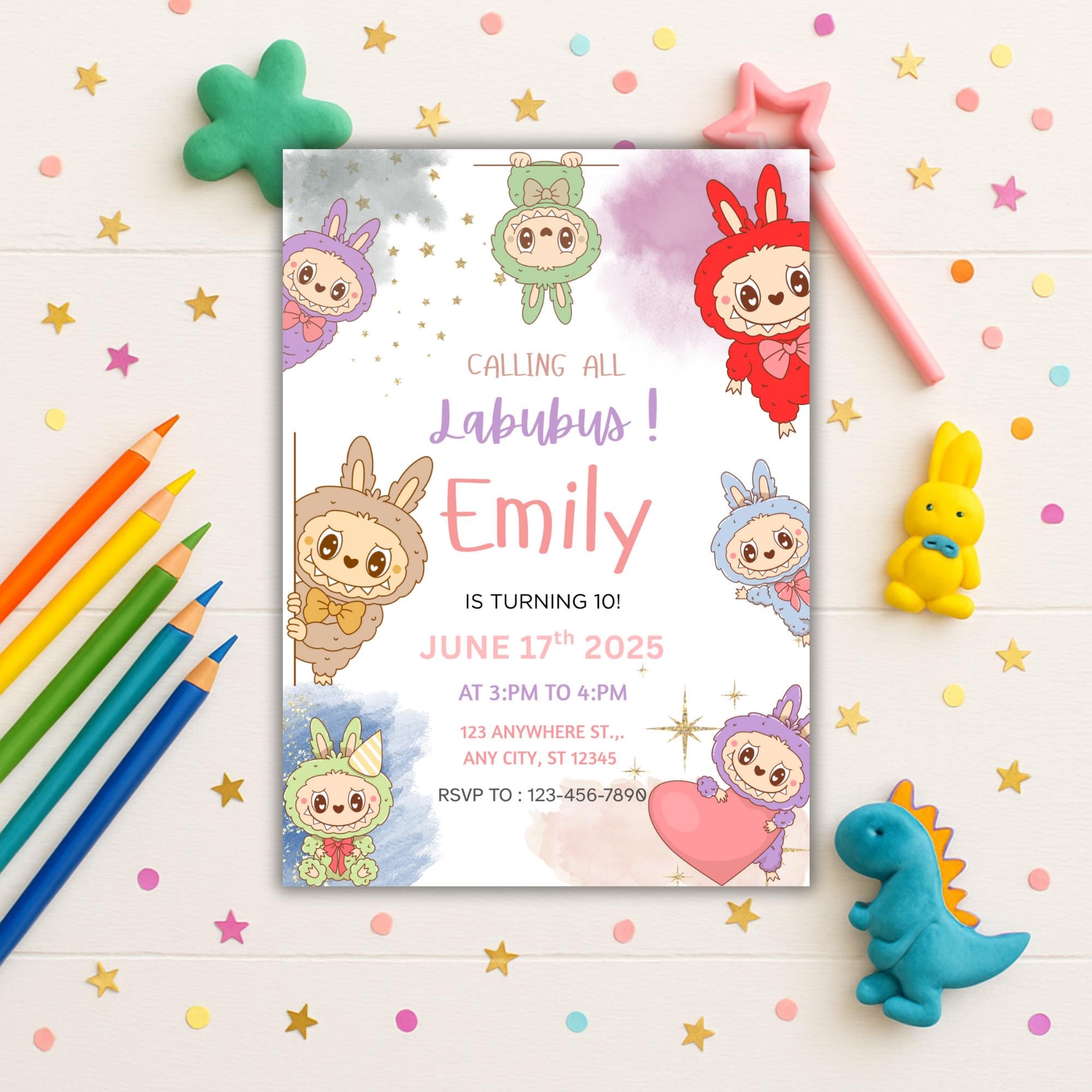 Make your child’s birthday unforgettable with this Editable Labubu Bir...