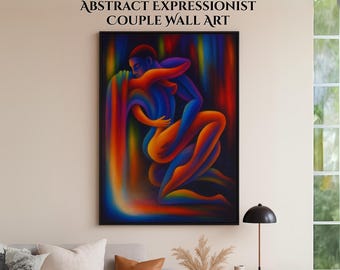 Emotional Abstract Art Print: Colorful Figurative Painting (Digital Download)