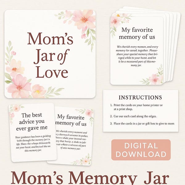 Digital Mother’s Day Gift | DIY Jar of Love | Emotional Keepsake for Mom