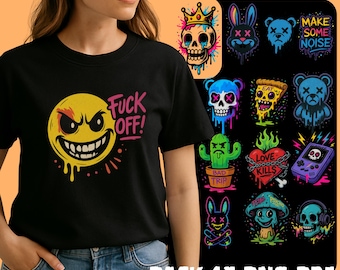 Neon Graffiti PNG Bundle: Urban Street Art Graphics (Digital Download)
