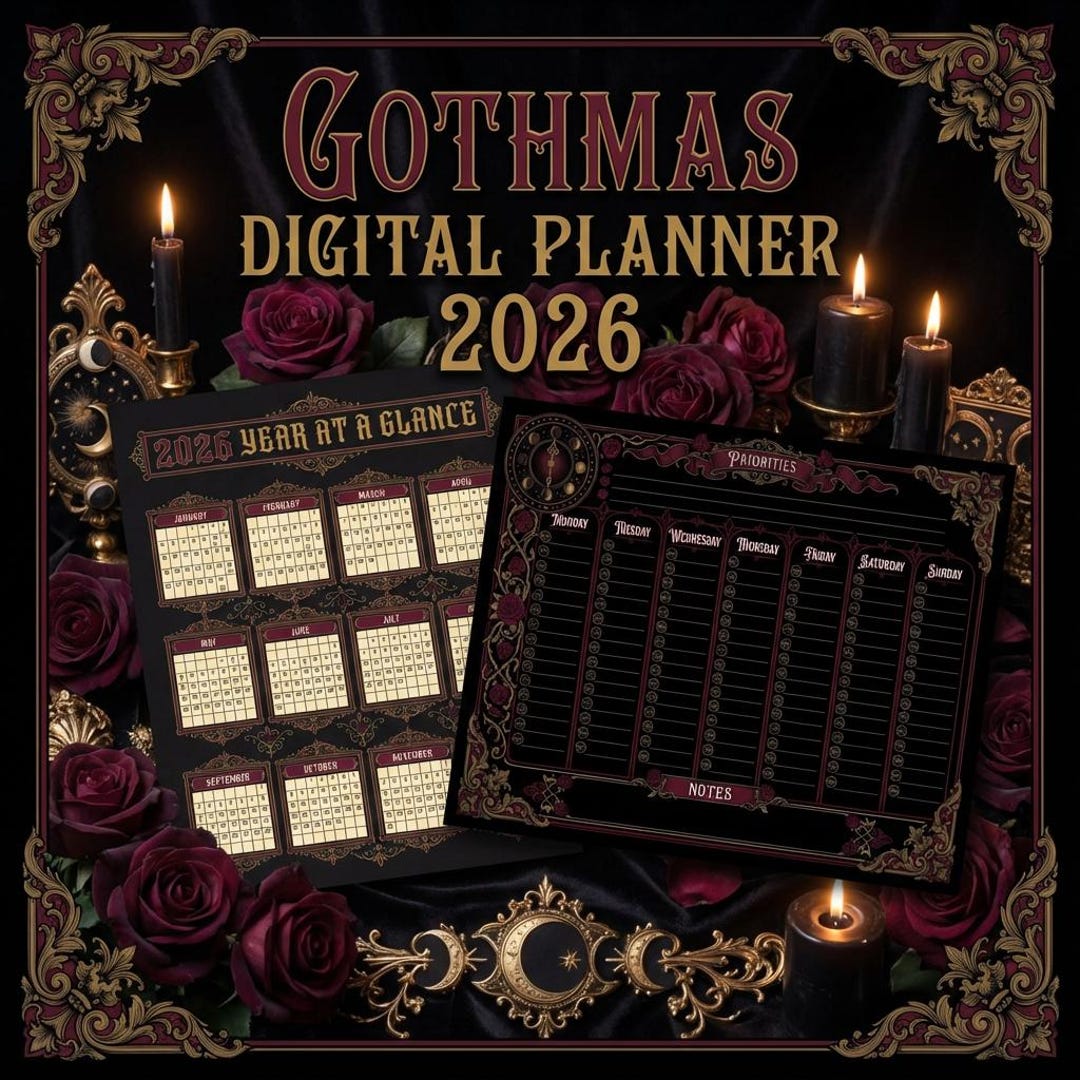 Gothmas Digital Planner 2026 | Gothic Victorian Organizer (PDF) - Etsy