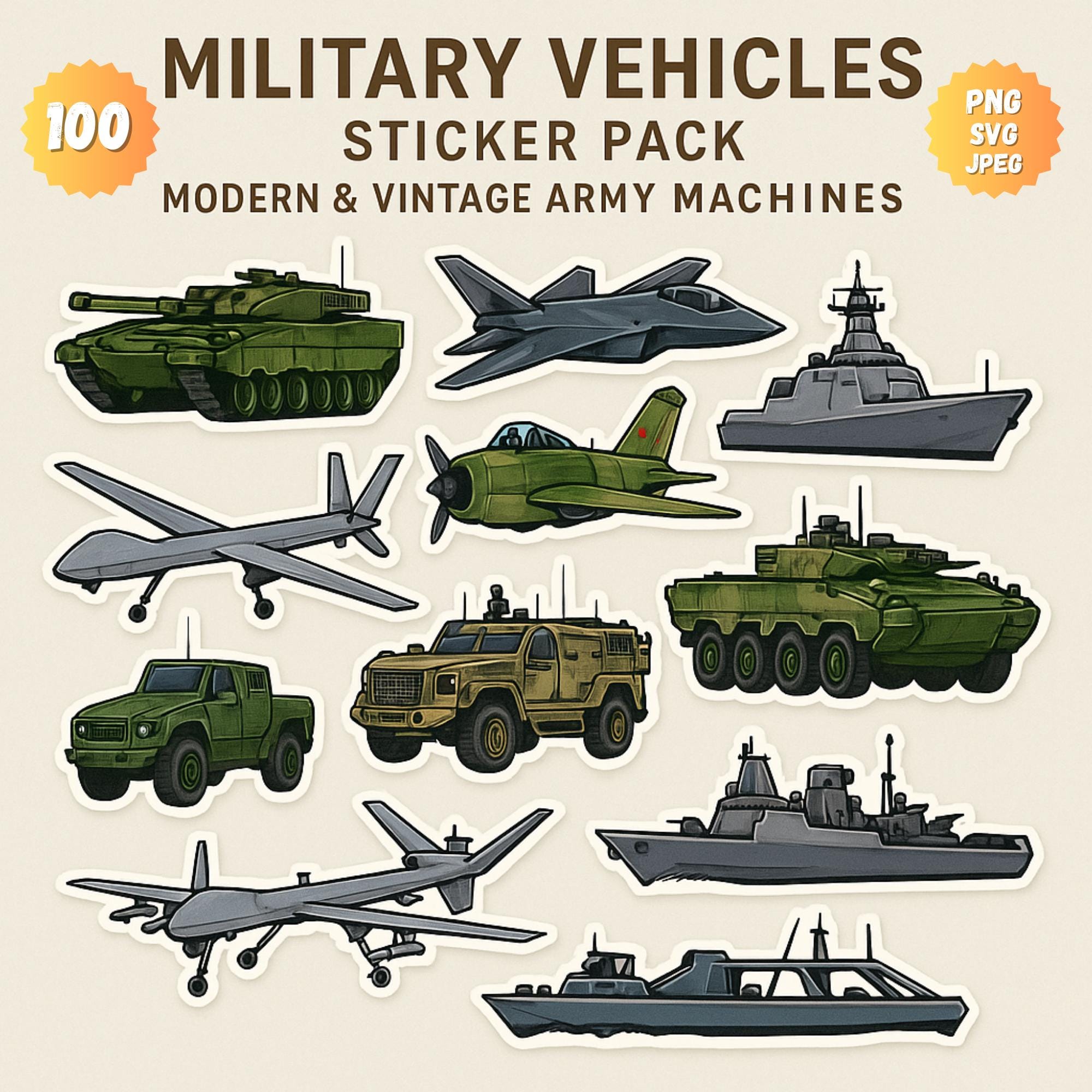 Military Vehicle Sticker Pack – Combat Machines & Tactical Art

Step i...