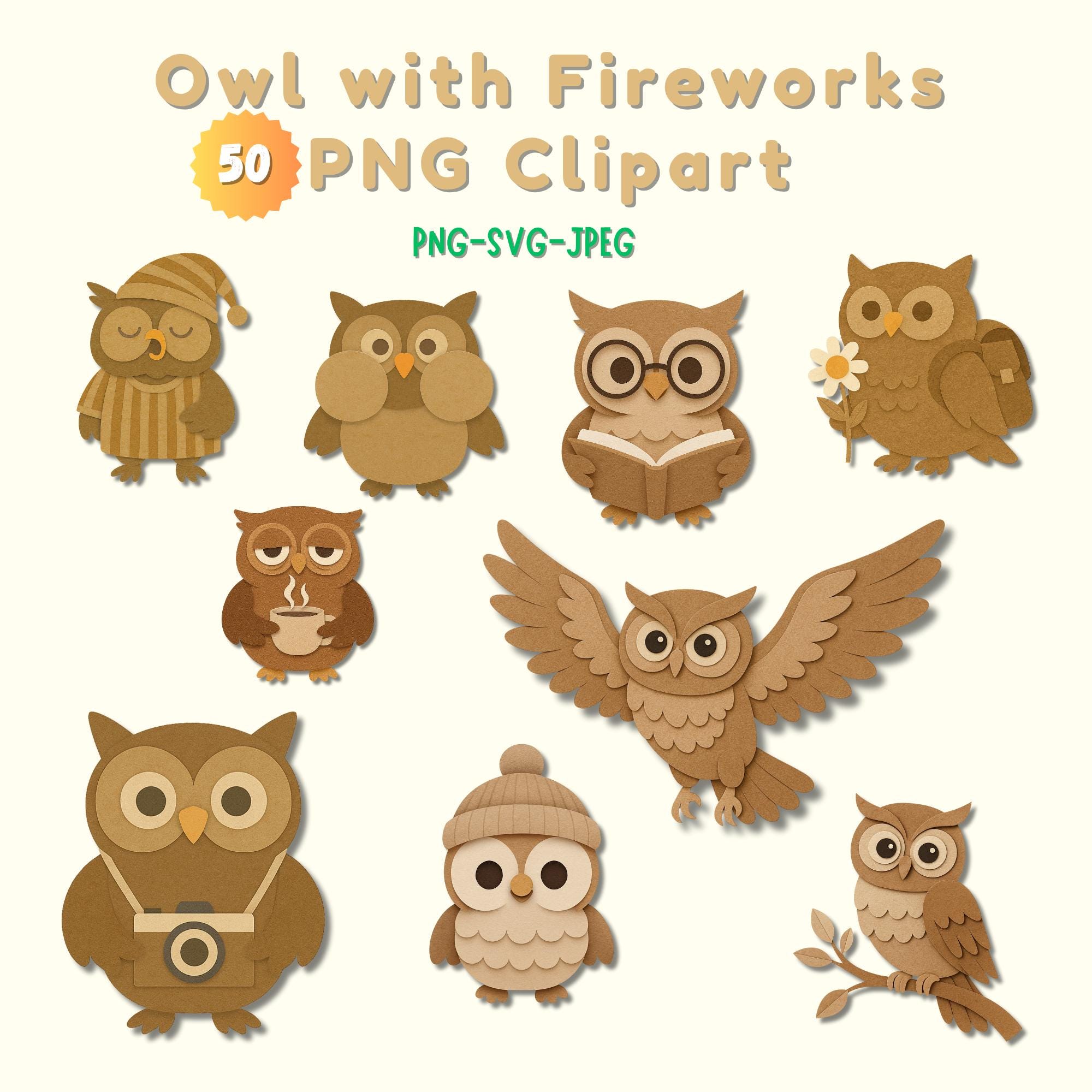 Bring magic to your next celebration with this Owl with Fireworks PNG...