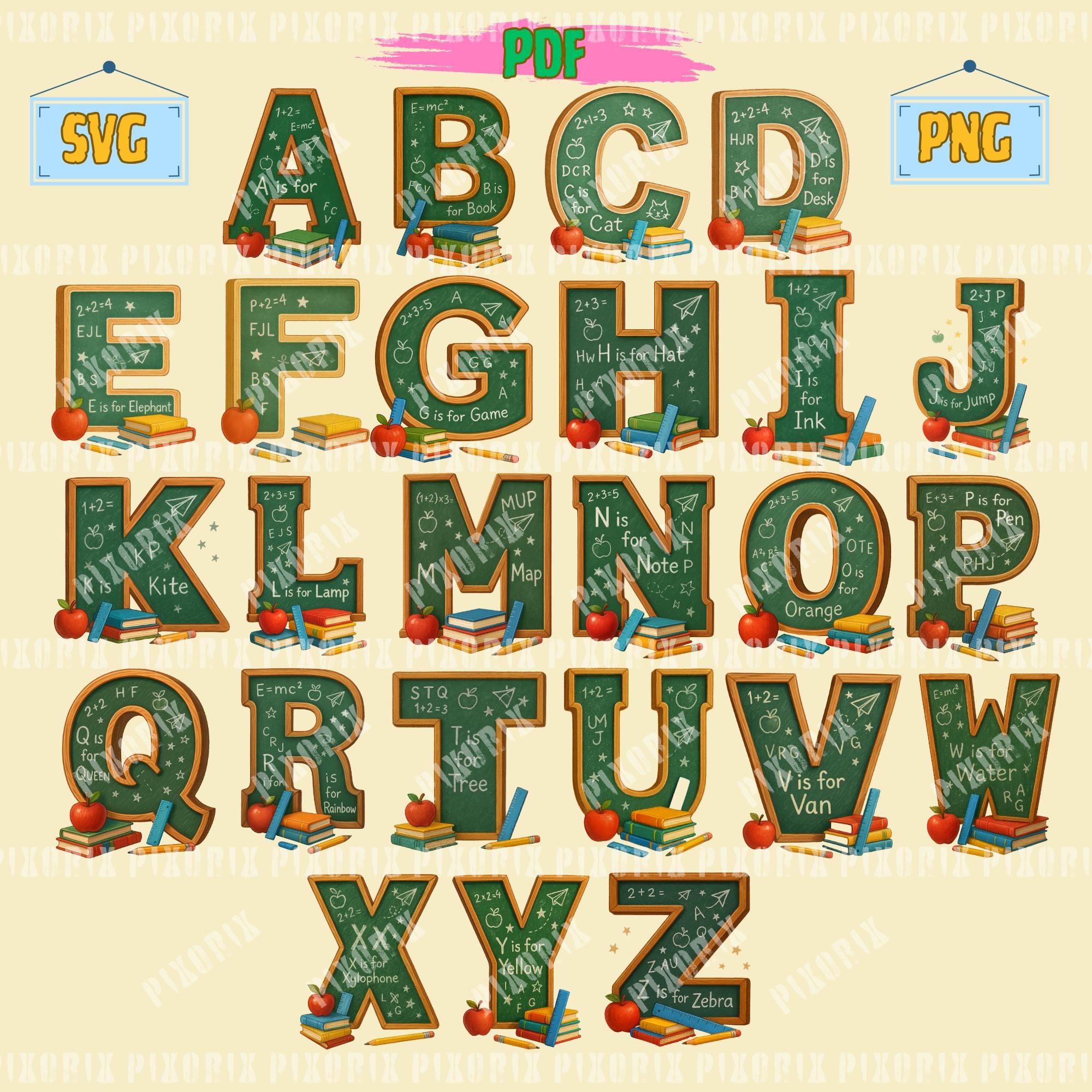 Make learning colorful and exciting with this School Alphabet Letters...