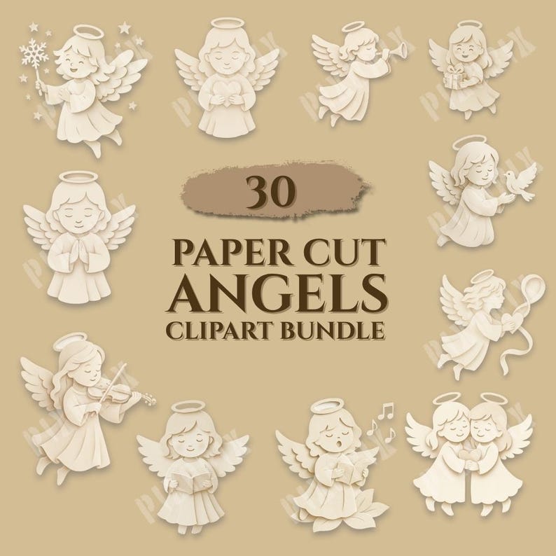 Paper Cut Angels Clipart Bundle - Etsy