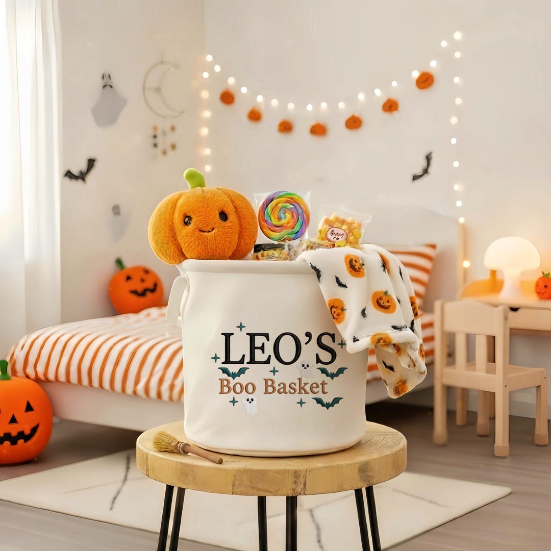 Boo Basket, Embroidered Halloween Basket,halloween Bucket,trick or ...