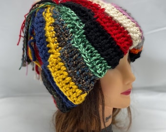Funky Chunky Crochet Hat, Tassel Beanie Hat, OOAK (one of a  display picture 1