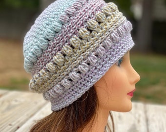 Pastel Crochet Beanie, Bumpy Beanie