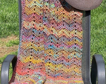 Crochet Throw Blanket, Soft Colorful Afghan