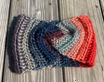 Colorful Twist Headband, Crochet Ear Warmer