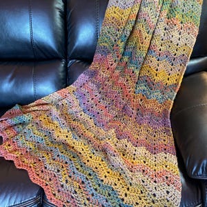 Crochet Throw Blanket, Soft Colorful Afghan