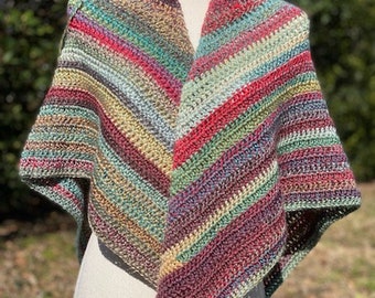 Triangle Shawl,Crocheted Shawl,Striped Shawl,Soft Yarn Shawl