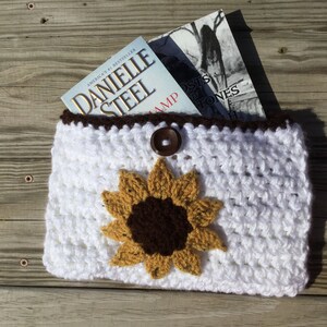 Handmade Crochet Sunflower Book Sleeve