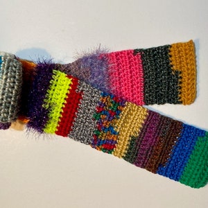 Kid&#39;s Funky Remnant Scarf, Child&#39;s Colorful Fuzzy Boho Scarf