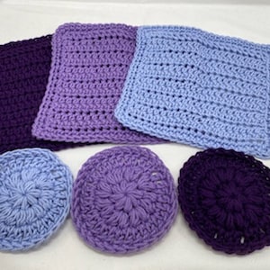Crochet 100% Cotton Set von 3 Tüchern ODER 3 Scrubbies