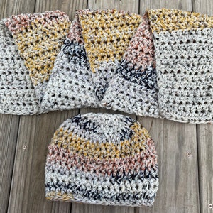 Beanie Hat and Scarf Set, Neutral Colors for Him or Her