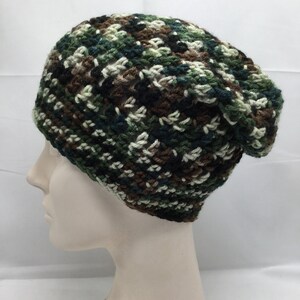 Camo Crochet Slouch Hat, Slouchy Hat, Men&#39;s Slouch, Women&#39;s Slouch, Teen Slouch