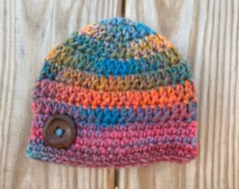 Colorful Newborn Hat, Crochet Baby Hat