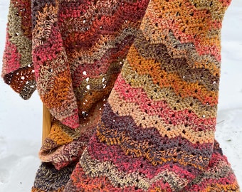 Crochet Throw Blanket, Soft Colorful Afghan, Wedding, Birthday, Anniversary