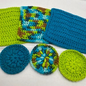 Crochet 100% Cotton Set of 3 Cloths OR  3 Scrubbies