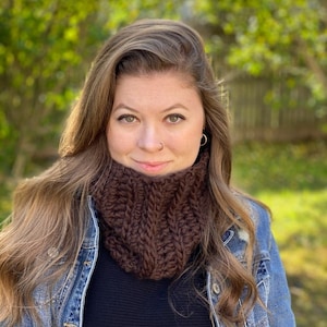 Brown Roving Wool Mix Cowl, Soft Neck Gaiter, Wool Mix Neck Warmer, Roving Wool Cowl