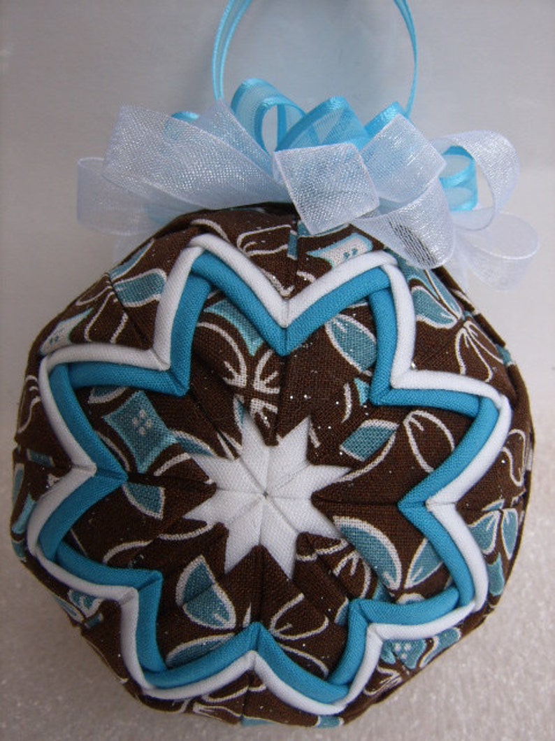 Brown & Blue Quilted Ornament, Home Decor, Bowl Filler Etsy