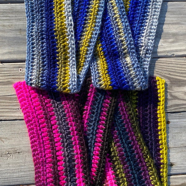 Colorful Kid's Scarf, Crochet Children's Scarf, Choose Your Color