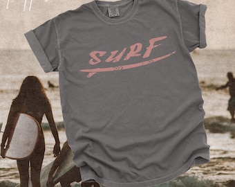 Vintage Distressed Surfer Tee, Soft Cotton Baggy Top, Grunge Retro Style T-Shirt for Women, Surf Girl Beach Vibes Cute Oversized Shirt