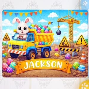 Häschen der Baumeister | Osterei Kipper, personalisiertes Kinderpuzzle, Sublimationspuzzle Vorlage PNG