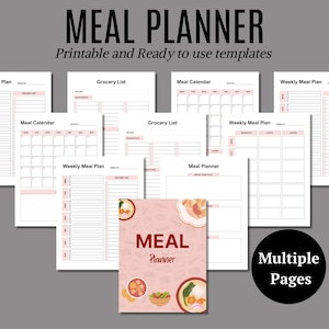 Druckbarer wöchentlicher Essensplaner und Einkaufsliste, Meal Prep und Einkaufsliste, wöchentlicher Essensplan, Einkaufsliste, Kücheninventar