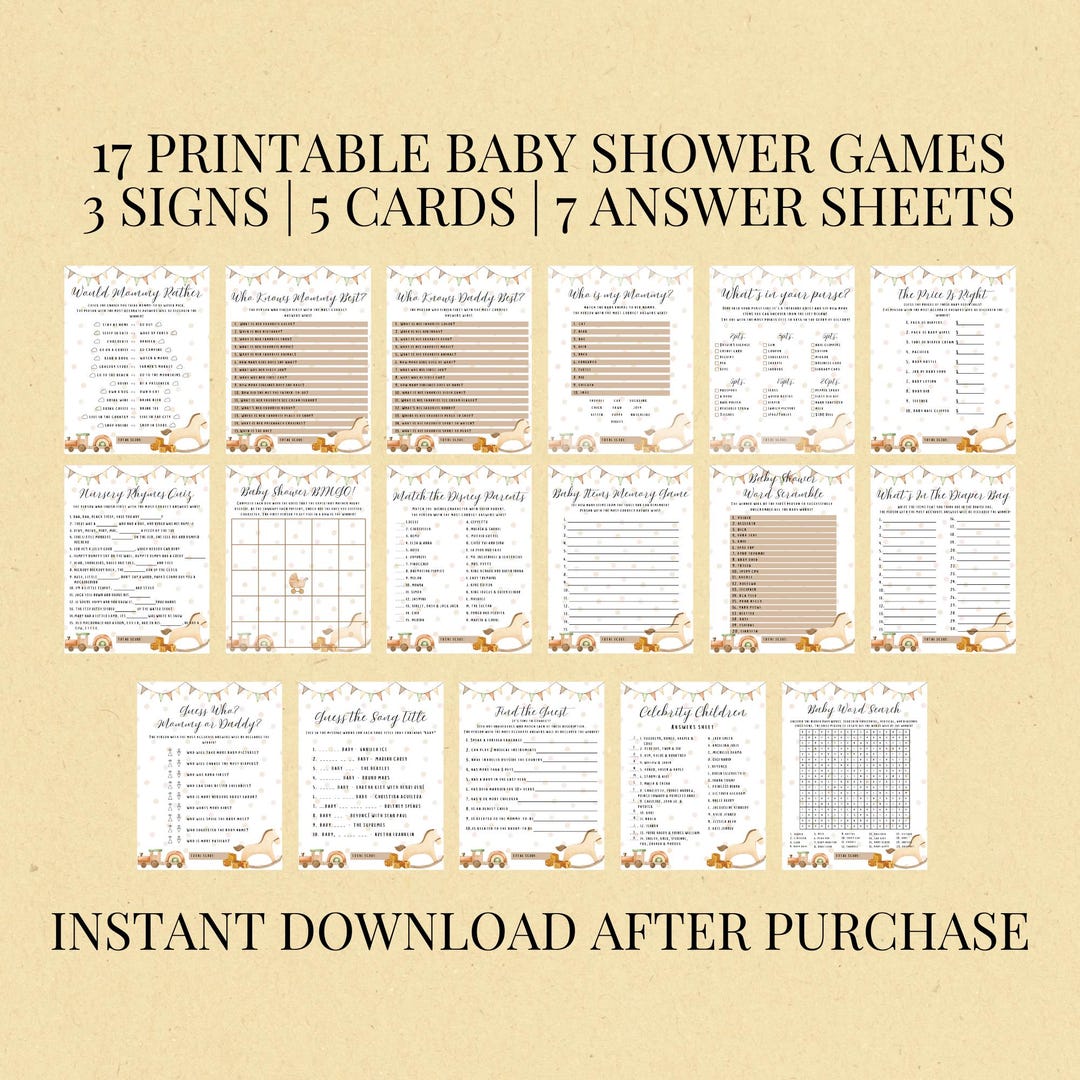 Printable Neutral Tones Baby Shower Games, Signs & Message Cards - Etsy